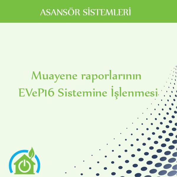 Muayene raporlarının EVeP16 Sistemine İşlenmesi